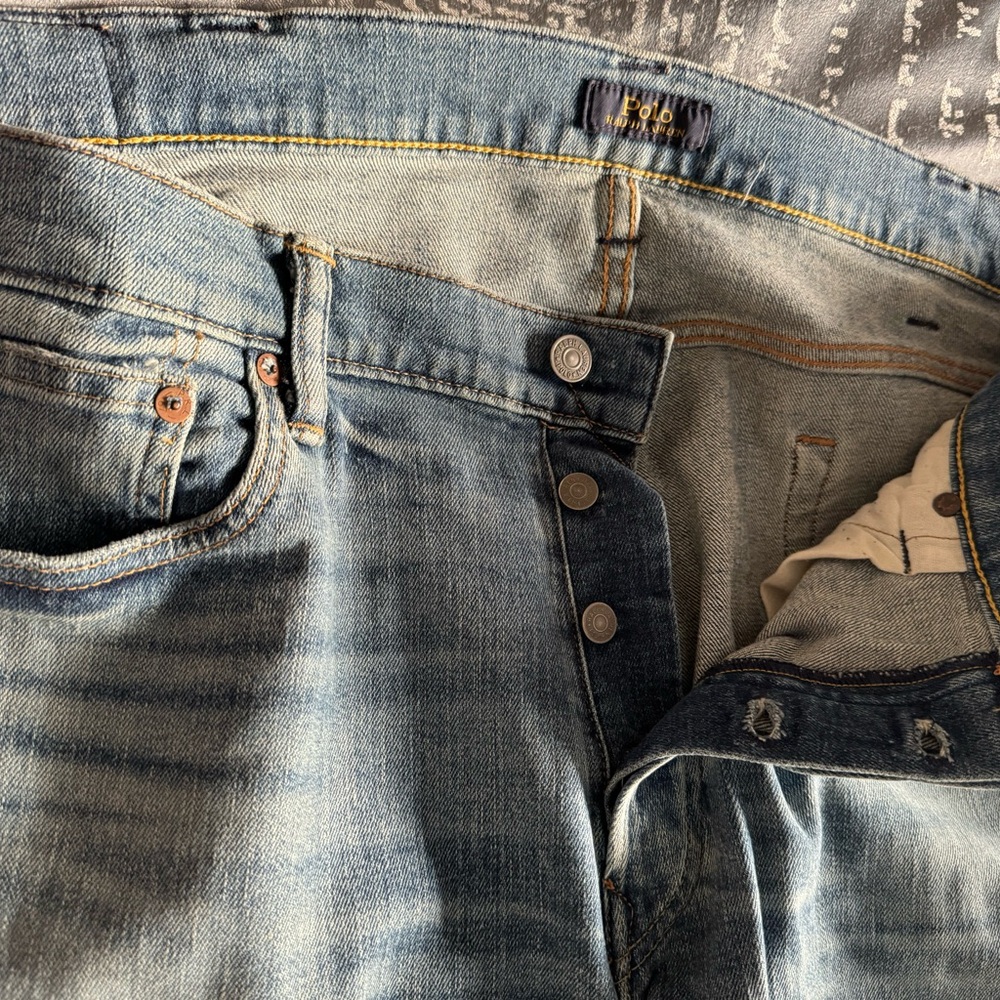 MENS POLO RALPH LAUREN BUTTON FLY JEANS SIZE 38x32